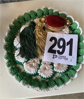 (2) Crocheted Pieces, (2) Tassels & Pin Cashier