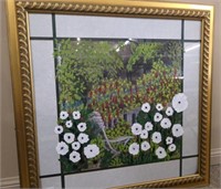 Framed picture glass is painted on