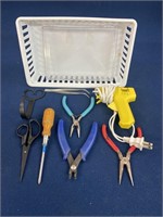 Crafting tools including scissors, pliers and
