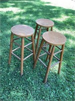 Vintage Round Wood Bar Stools