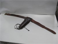 Leather Belt W/Gun Holster W/Ammo Rounds See Info