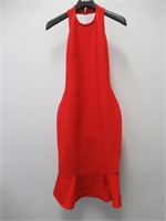 *Women's Plunge Cut Bodycon Dress in Red, M*