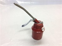 Oil Can with Hand Pump painted red  7" tall