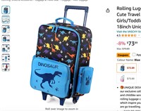 Rolling Luggage for Kids,VASCHY Cute Travel