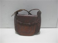 9.5"x 8"x 5" Handmade Leather Tooled Handbag