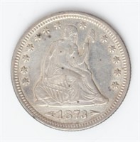 Coin 1873 Seated Liberty Quarter In Choice