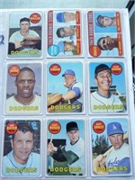 9x cartes de baseball topps année 67, Dodgers de