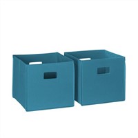 Folding Fabric Cube Storage Set of 2 - Turquoise