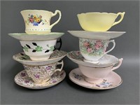 Grouping of Fine Bone China Tea Cups and Saucers