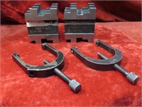 Pair Starrett No.568 machinist V blocks & clamps.