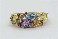 14k Overlay Sterling 1.33ct Gemstone Diamond Ring