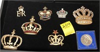 TRAY OF CROWN COSTUME JEWELRY ITEMS