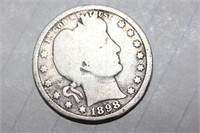 1898 Barber Silver Quarter