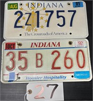 1992 & 2001 Indiana License Plates