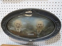 ORNATE FRAMED CONCAVE GLASS MANS PORTRAIT