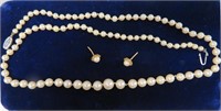 Cultured pearl necklace, 15" long, with 10k gold