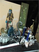 GLASS SWAN, ART METAL, SIGNED KACHINA ART, AND