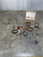 Assortment of costume jewelry necklaces,