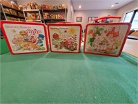 3 Vintage Strawberry Shortcake metal lunchboxes