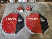 GROUP OF (4) HILTI DIAMOND TIP BLADES, (2) EQD