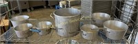 (6) aluminum cooking pots, aluminum stock pot (no