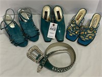 Womens Turquoise Heels & Bling Belt