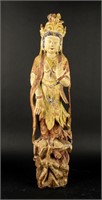 Asian Hand Carved Hand Painted Standing Statue