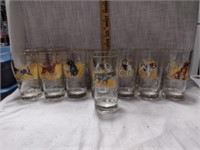 MCM Gold Rimmed Hunting Dogs & MCM Glassware