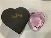 rosenthal glass heart in box paperweight pink