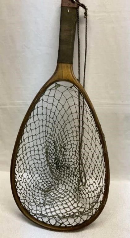 Antique wood and cloth fishing net