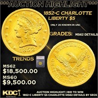 ***Auction Highlight*** 1852-c Gold Liberty Half E