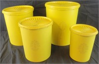 4pc Yellow Tupperware Cannister Set