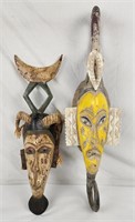 Pair Of Carved Wood Tribal Masks