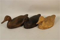 Lot of Three Black Duck Decoys, Molded in the