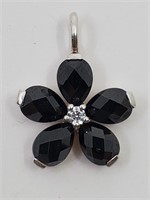 Thomas Sabo, Sterling Silver Flower Shaped Onyx Pe