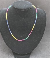 Multi Colour Bead Necklace - 14 Kt Gold Clasp
