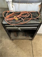 2 drawer metal tool box on wheels and