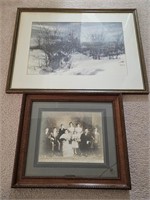 Winter Scene By S. Perkins Framed Art + Vintage