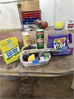 xtra soap, cleaning supplies, 2 brushes