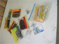 RUBBER FISHING LURES AND HOOKS