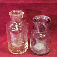Lot Of 2 Small Glass Bottles (Antique)