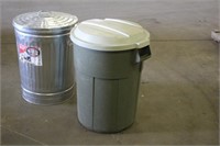 Poly & Galvanized Trash Cans w/ Lids