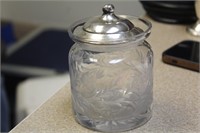 Vintage Carved/Etched Glass Jar