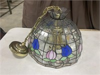 Stained glass hanging light 
26 inches 
Purple