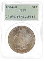 1884-O US MORGAN DOLLAR SILVER COIN PCGS MS65