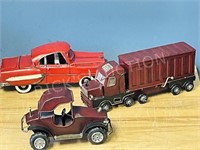 3 tin model cars & truck