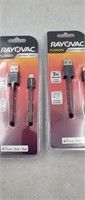 NEW (2) Rayovac Fusion 3 Ft Lightning Cables for