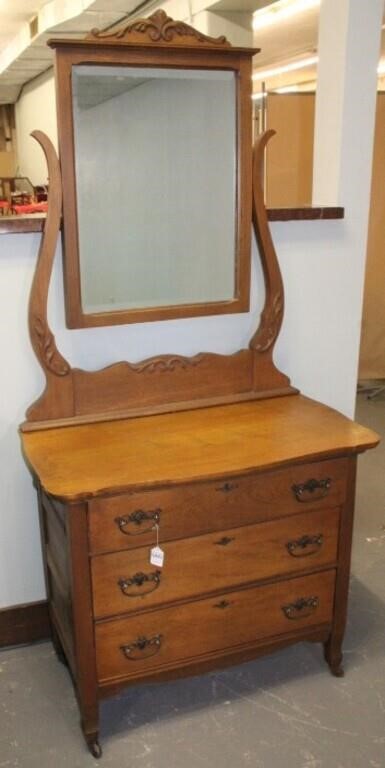 3 DRAWER CHEST WITH BEVELED MIRROR, APPLIED