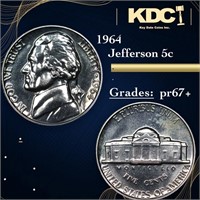 Proof 1964 Jefferson Nickel 5c Grades GEM++ Proof