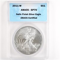2011-W Burnished Silver Eagle ANACS SP70